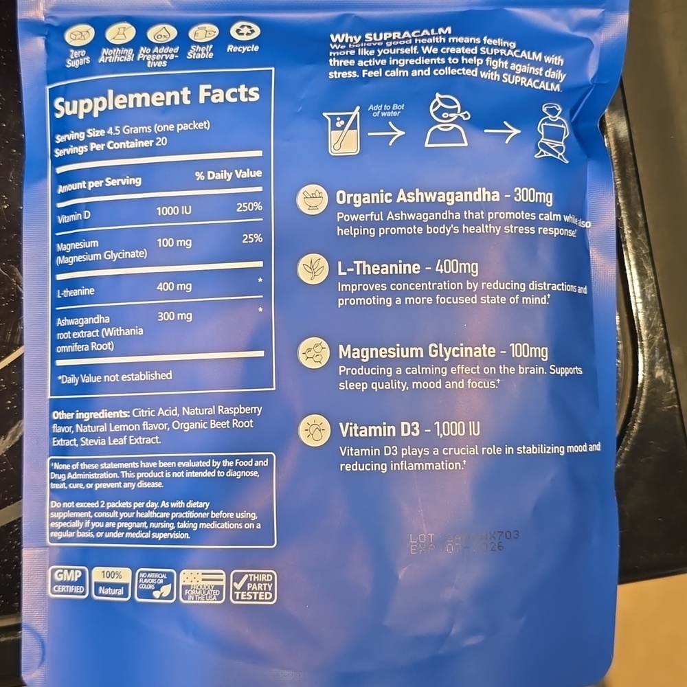 Supra Raspberry Lemonade Adaptogenic Drink Mix - Blue - Picture 2 of 3